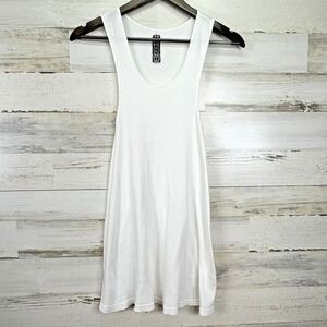 Free People Womens White 100% Cotton Ribbed‎ A Line Long Lightweight Tank Top S